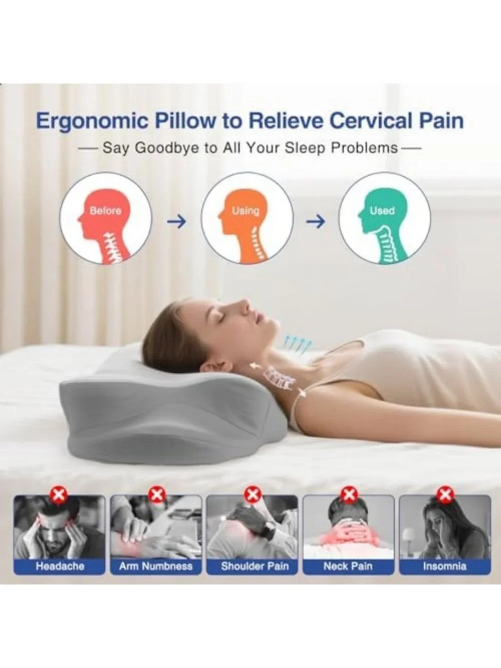 Orthopedic Memory Foam Cervical Neck Pillow for Comfortable Sleep & Support